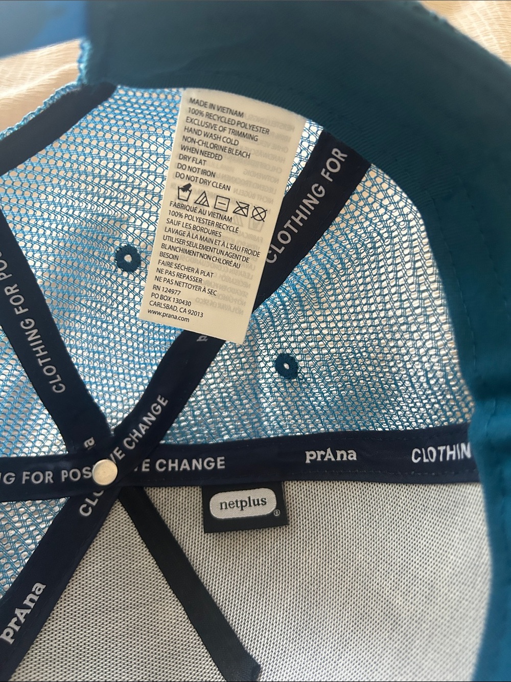 Prana Teal Floral Trucker Hat with Pink Bill - Picture 2 of 6